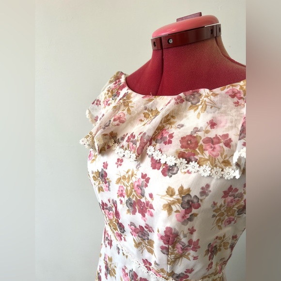 Vintage Prairie Dress, Sylvia Ann, Floral Print, Bohemian Style, 1970s, Small - Picture 9 of 12